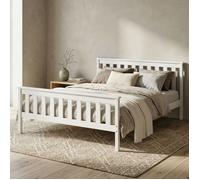 Lit en bois massif - Taille 160x200 cm - Lit adulte avec sommier et tête de lit - Autres tailles 90x200 - 120x200 - 140x200 - Blanc