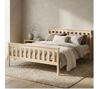 Lit en bois massif - Taille 160x200 cm - Lit adulte avec sommier et tête de lit - Autres tailles 90x200 - 120x200 - 140x200 - Nature