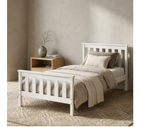 Lit en bois massif - Taille 90x200 cm - Lit adulte avec sommier et tête de lit - Autres tailles 120x200 - 140x200 - 160x200 - Blanc
