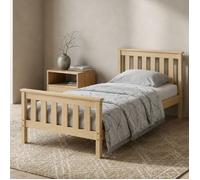 Lit en bois massif - Taille 90x200 cm - Lit adulte avec sommier et tête de lit - Autres tailles 120x200 - 140x200 - 160x200 - Nature