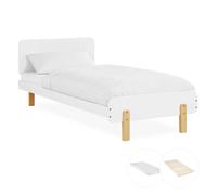 Lit en bois simple avec matelas Lit enfant 90x200 Lit de jeunesse massif blanc pin Cadre de lit Lit junior Sommier à lattes