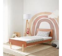 Lit en bois simple avec matelas Lit enfant 90x200 Lit de jeunesse massif rouge pin Cadre de lit Lit junior Sommier à lattes
