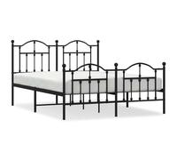 Lit en fer noir avec sommier et pieds centraux, 196 x 142 x 97 cm, pour matelas 135 x 190 cm, design moderne et robuste, idéal pour adultes, montage facile, grand espace de rangement