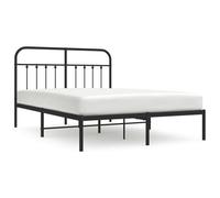 Lit en fer noir avec tête de lit et sommier inclus, 140 x 190 cm, structure robuste en acier thermolaqué, espace de rangement inférieur (26 cm), montage facile, idéal pour adultes