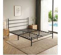 Lit en fer noir pour chambre , espace de rangement haut de gamme sous le châssis, charge 400 kg, stabilité garantie 190x140 cm