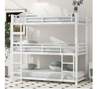 ""Lit en métal, lit d'étage, lit en fer, lit à trois étages pour enfants, jeunes et adultes, blanc ""