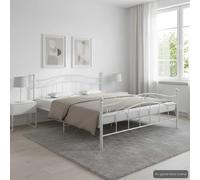 Lit en métal pour chambre à coucher, 180 x 200 cm, structure robuste avec finition en poudre blanche, avec sommier à lattes, montage facile, design moderne et minimaliste, idéal pour les grandes