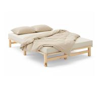 Lit en palettes 120×200 cm, bois naturel avec sommier à lattes - lit double pour ado, chambre d’amis ou adulte