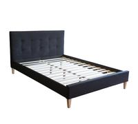 Homestyle4u Lit rembourré en tissu 160 x 200 – Noir