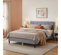 HOMESTYLE4U Lit Double 160x200 cm - Tissu Gris