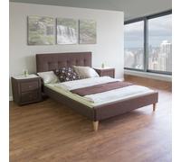 HOMESTYLE4U Lit double marron 180x200 cm Tissu