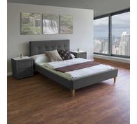 HOMESTYLE4U Lit en tissu rembourré - Gris 180x200 cm