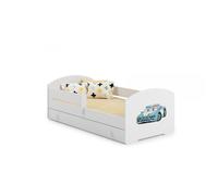 Lit enfant 140 x 70 cm + sommier + matelas + tiroir + barrière de protection