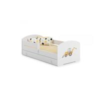 Lit enfant 140 x 70 cm + sommier + matelas + tiroir + barrière de protection
