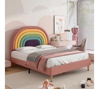 Lit Enfant 140x200 cm - Revêtement velours - Rose