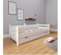 Lit d'enfant 80x180 cm avec protection contre les chutes, tiroir & sommier à lattes en blanc 180 x 80 cm Filles Garçons Lit d'adolescent Lit simple