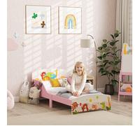 Lit enfant 3+ ans en bois 143 x 77 x 60 cm rose avec bords surélevés et barrières de sécurité