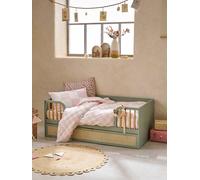 Lit enfant 70x140 cm avec tiroir en cannage LIGNE POESIE vert 70X140
