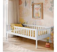 Lit d'enfant avec protection contre les chutes, sommier à lattes, lit d'enfant | sûr & stable | autres dimensions : 80x180, 90x190, 90x200 cm | 80x160 cm de la 3e à la 10e année, blanc