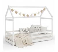 Homestyle4u Lit d'enfant cabane Montessori 80x160 cm avec barrière