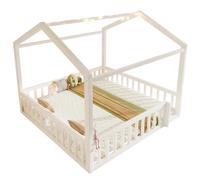 Lit enfant 90/190 cm x2 blanc en pin modulable avec barrières et LED