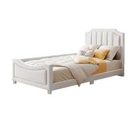 Lit enfant 90/200 cm beige en bois massif avec dossier style canapé