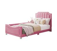 Lit enfant 90/200 cm rose en bois massif avec dossier style canapé