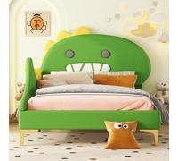 Lit enfant 90*200cm, forme dinosaure dessin animé, lit plat, matériau PU, vert