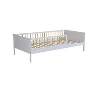 Lit Enfant 90 X 190 Cm Pin Naturel Sommier À Lattes Inclus Vert Et Blanc - Elio Blanc 90X190
