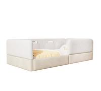 Lit enfant 90 x 200 cm rembourré blanc et beige avec barrières