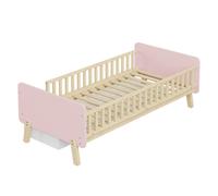 Lit enfant 90x190 avec 2 tiroirs lit simple en bois massif avec cadre à lattes rose