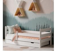 Kids Collective Lit d'enfant 90x200 cm Lit d'enfant Lit d'adolescent Lit junior | Avec protection contre les chutes & tiroir | Bois de pin stable | 90×200 cm de 4 à 18 ans | Blanc