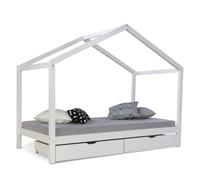 Homestyle4u – Lit enfant Cabane Montessori – 90x200 cm – Bois blanc avec tiroir