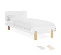 Lit en bois simple avec matelas Lit enfant 90x200 Lit de jeunesse massif blanc pin Cadre de lit Lit junior Sommier à lattes