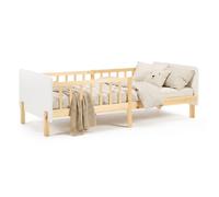 Cadre de lit 90x200 cm Lit enfant Blanc Lit en bois Pin Massif Lit simple Lit à barreaux Sommier à lattes Lit bébé