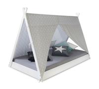 Lit bébé tipi 90x200 jeunes lits blanc gris lit Chambre enfant tissu