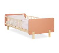 Homestyle4u Cadre de lit enfant 90x200 cm — pin massif rouge, lit à barreaux, sommier à lattes