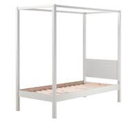 Vipack Lit à baldaquin Pino 90x200 cm pin massif laqué blanc