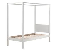 Vipack Lit à baldaquin Pino 90x200 cm pin massif laqué blanc avec voile