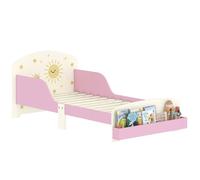 Lit enfant - AIYAPLAY - 70 x 140 cm - barriere de securite et sommier à lattes, espace de rangement - MDF - rose