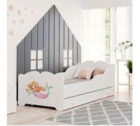 Lit enfant Anna 160x80 avec tiroir, matelas, sommier et motif sirène
