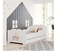 Lit enfant Anna ""Corne de licorne"" 160x80 avec un tiroir, un matelas et un sommier