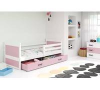 Lit enfant avec espace de rangement avec matelas 80x190 FERGUS - blanc / rose