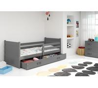 Lit enfant avec espace de rangement avec matelas 80x190 FERGUS - graphite