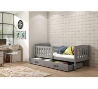 Lit enfant avec espace de rangement et matelas 80x190 BRIGID – graphite