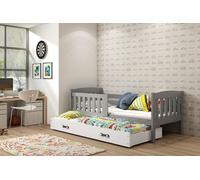 Lit enfant avec lit d’appoint et matelas 80x190 BRIGID – graphite / blanc