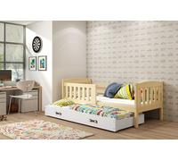 Lit enfant avec lit d’appoint et matelas 80x190 BRIGID – pin / blanc