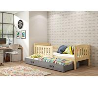 Lit enfant avec lit d’appoint et matelas 80x190 BRIGID – pin / graphite