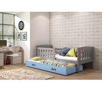 Lit enfant avec lit d'appoint et matelas 80x190 BRIGID - graphite / bleu