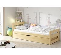 Lit enfant avec rangement et matelas 90x200 LYDIE - pin